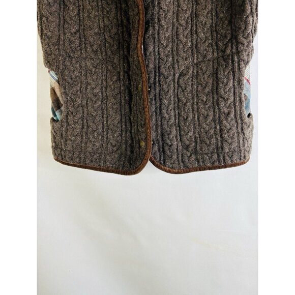 Vintage 90s Pendleton Wool Cable Knit Cardigan Sweater Vest Coat - Picture 2 of 7